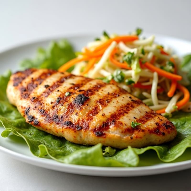 Grilled Chicken Breast with Crunchy Cabbage Slaw
