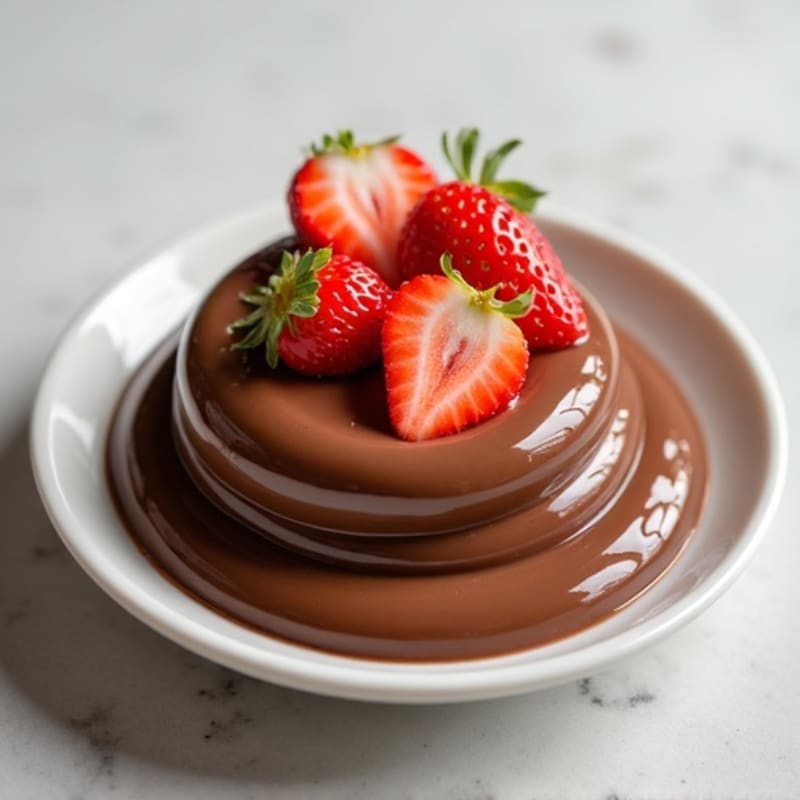 Silky Protein Chocolate Pudding with Sliced Strawberries