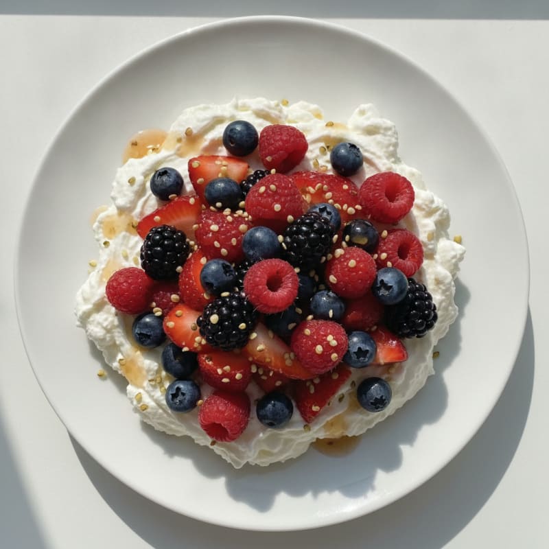 Greek Yogurt Protein Mousse with Mixed Berries