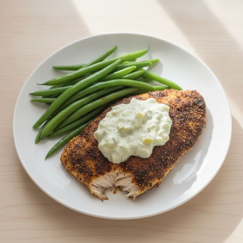 Cajun Blackened Catfish with Tartar Sauce