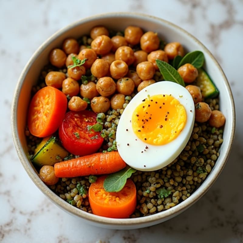 Hearty Spiced Lentil and Roasted Vegetable Bowl