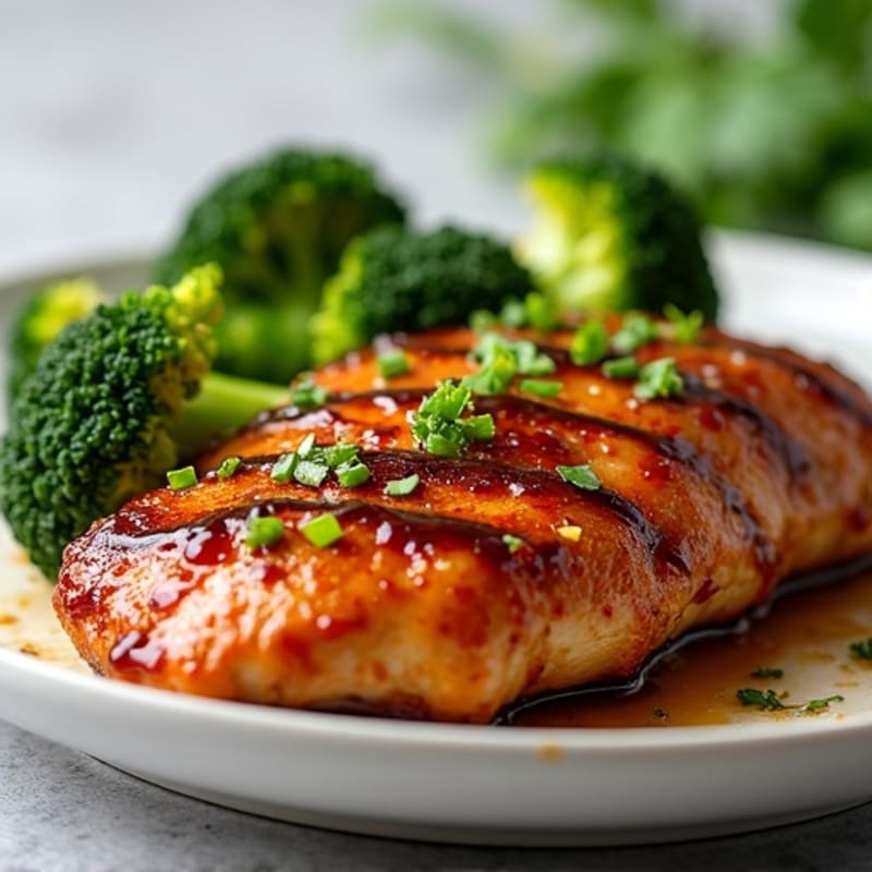 Pan-Seared Chicken with Sticky Teriyaki Glaze and Roasted Broccoli