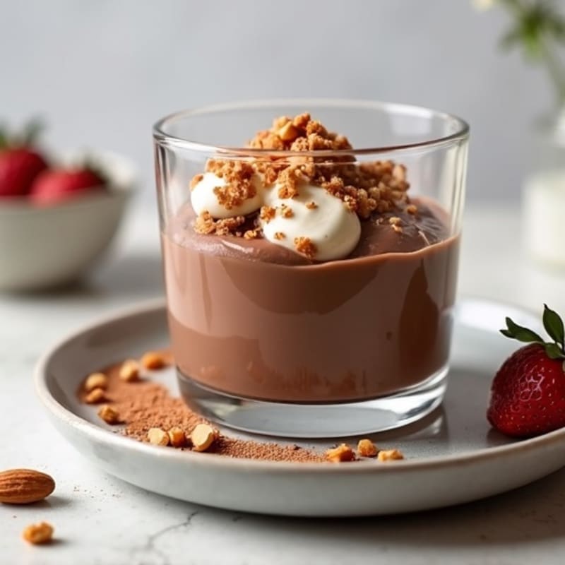 Silky Chocolate Protein Pudding with Almond Crunch