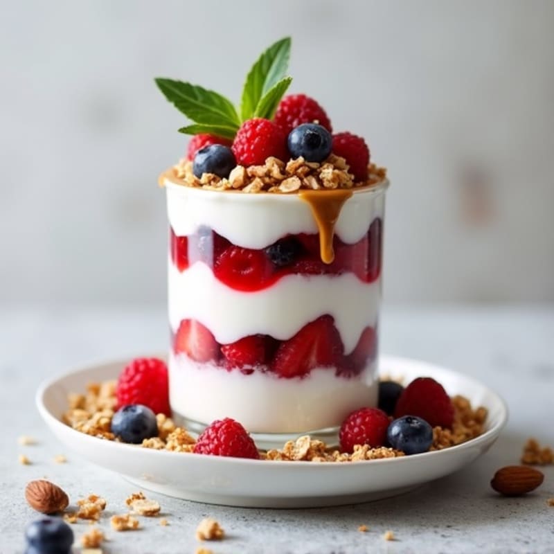 Creamy Greek Yogurt Protein Parfait with Almond Butter and Berries