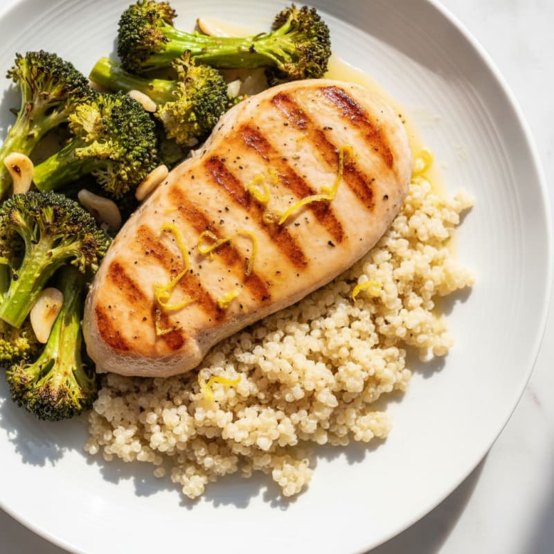Grilled Turkey Breast with Quinoa and Roasted Broccoli