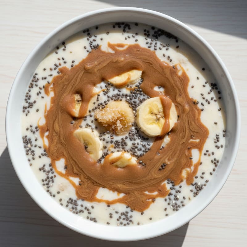 Silky Vanilla Protein Shake with Chia Seeds and Almond Butter