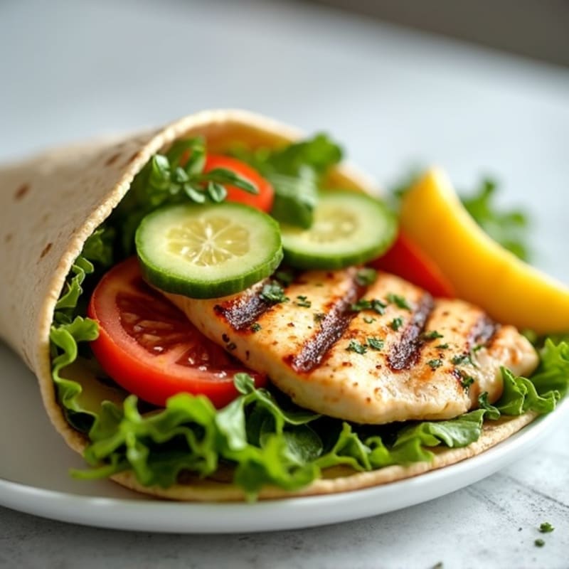 Lemon Herb Grilled Chicken and Fresh Veggie Wrap