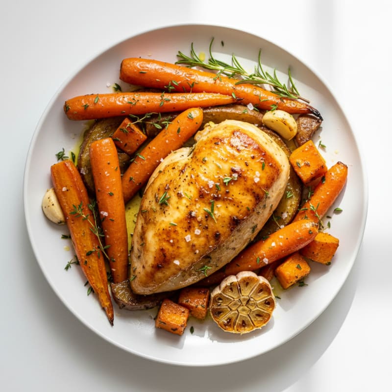 Garlic Herb Roasted Chicken with Root Vegetables