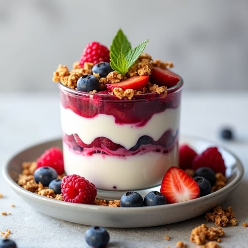 Greek Yogurt Protein Parfait with Mixed Berries