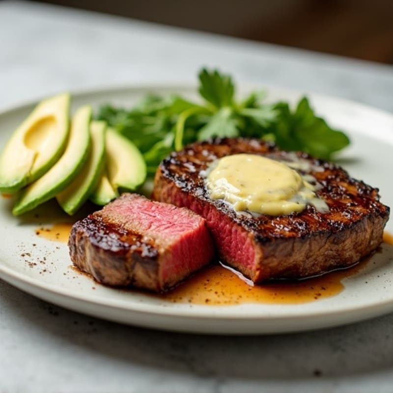 Butter-Basted Ribeye Steak with Creamy Avocado