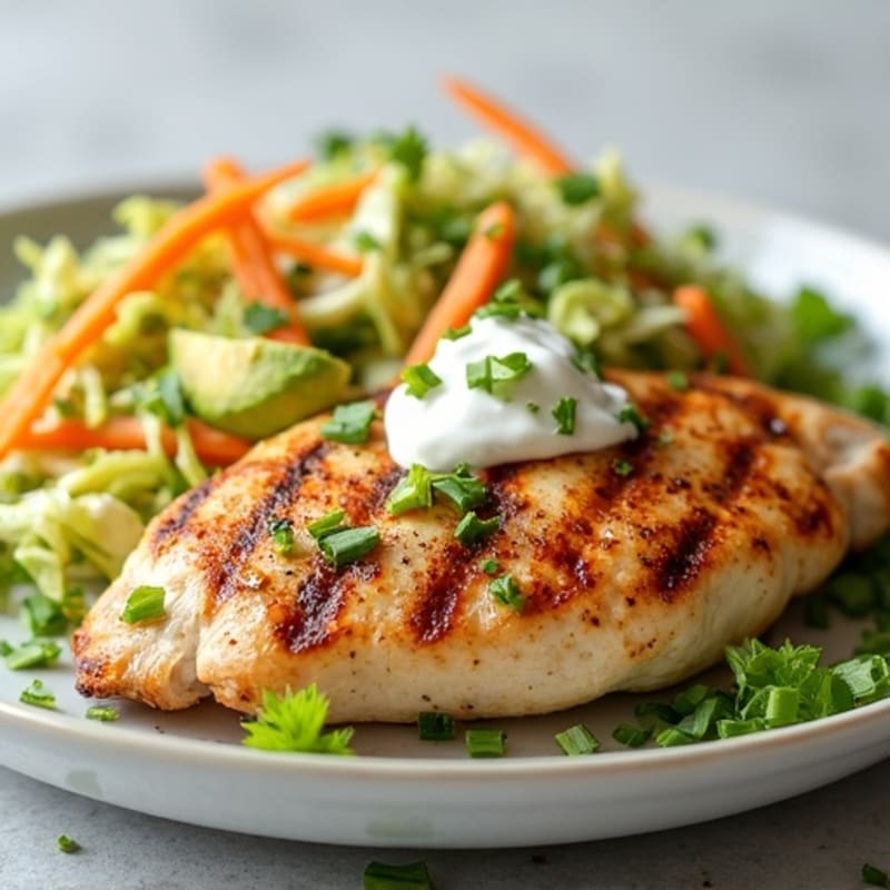 Grilled Chicken Breast with Crunchy Vegetable Slaw