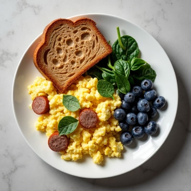 Egg White Scramble with Turkey Sausage and Spinach