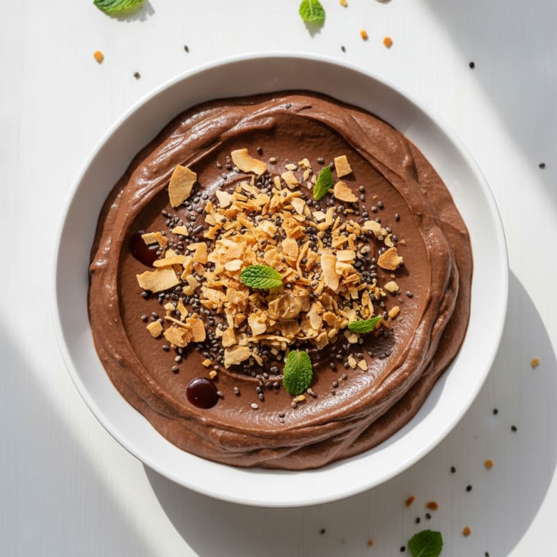 Silky Chocolate Protein Pudding with Toasted Coconut