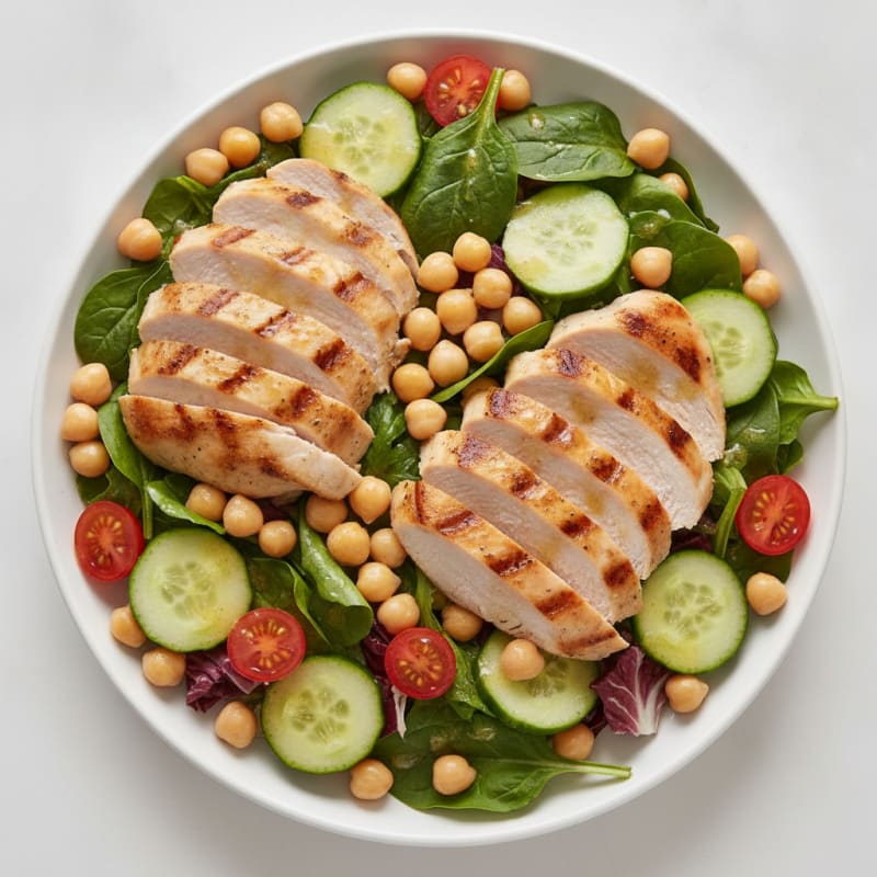 Grilled Turkey Breast Salad with Chickpeas and Lemon Vinaigrette