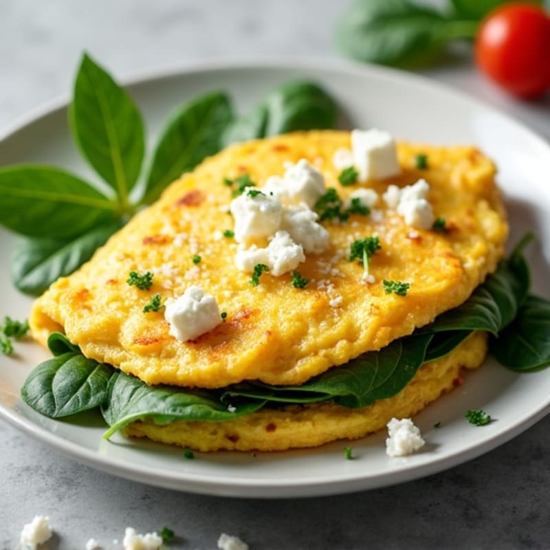 Fluffy Spinach and Feta Omelette