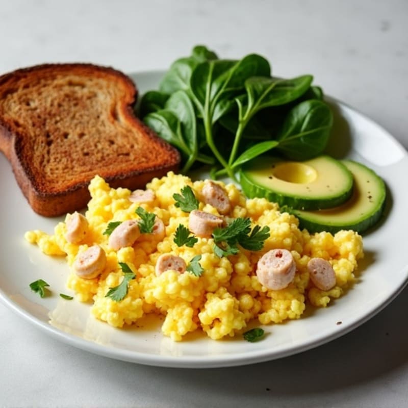 Egg White and Turkey Sausage Scramble with Spinach
