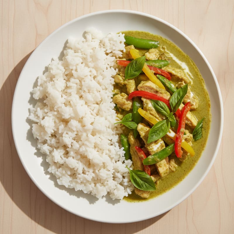 Green Curry Chicken with Coconut Rice