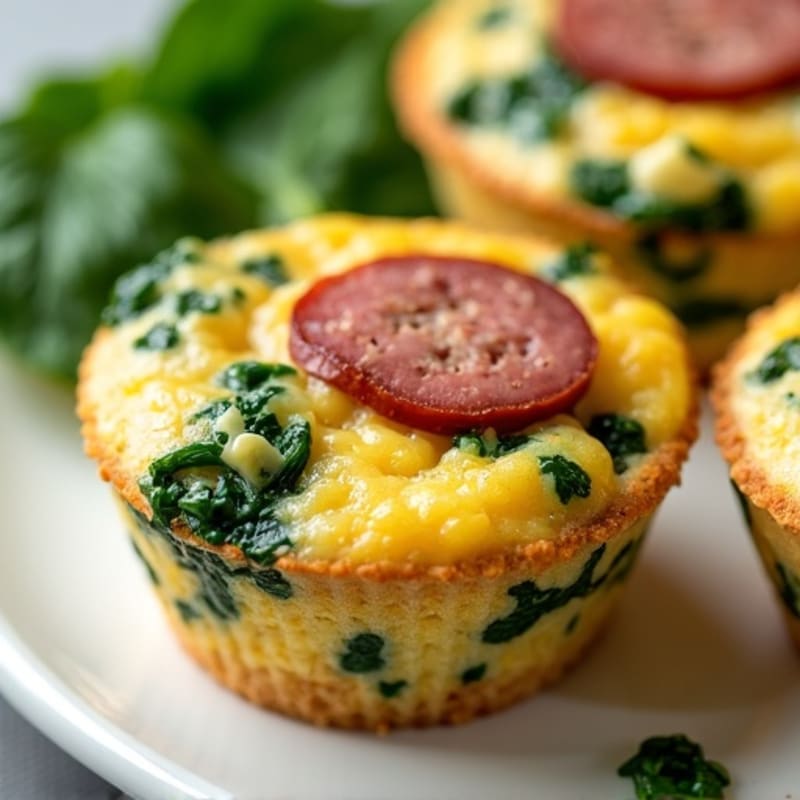 Egg White Spinach Miffin Bake with Turkey Sausage