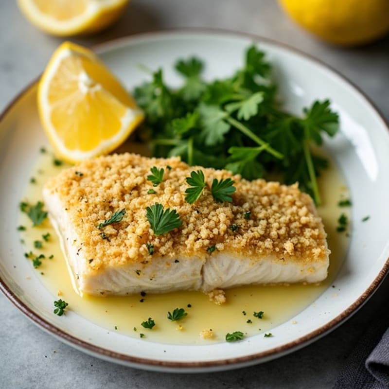 Herb-Crusted Lemon Garlic Baked Cod