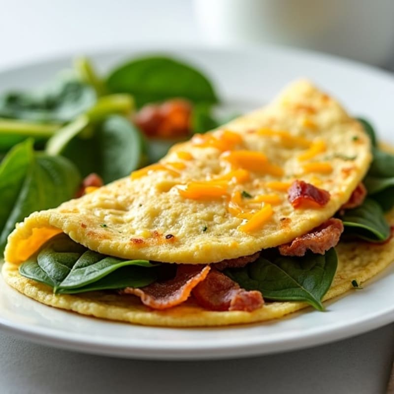Egg White Spinach Omelette with Turkey Bacon