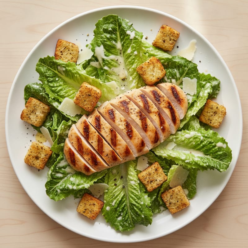 Grilled Chicken Caesar Salad with Garlic Croutons