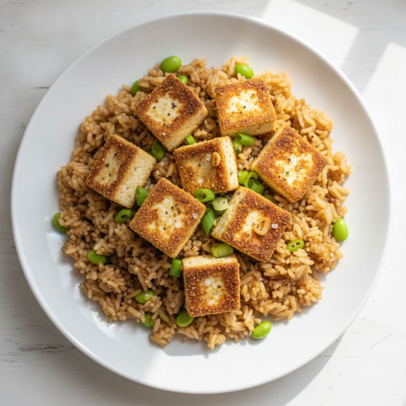 Pan-Seared Tofu with Japanese Fried Rice