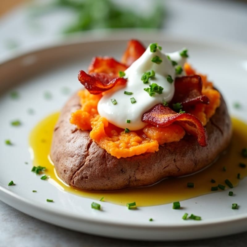 Crispy-Skinned Sweet Potato with Greek Yogurt and Chives
