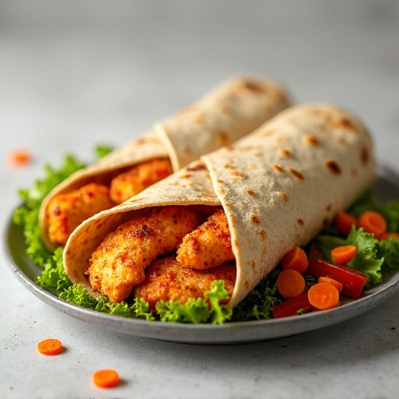Crispy Buffalo Chicken Wrap with Crunchy Veggies