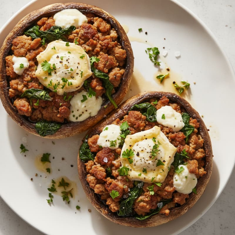 Goat Cheese and Herb Stuffed Portobello