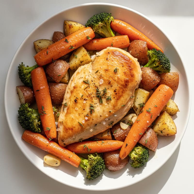 Herb-Roasted Chicken with Crispy Root Vegetables
