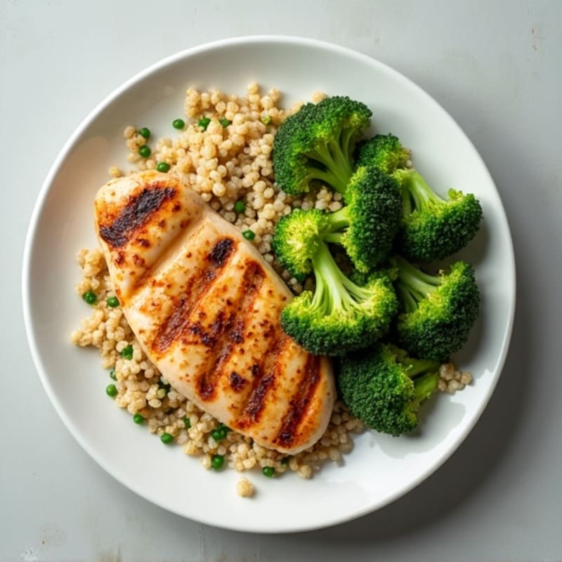 Grilled Chicken Breast with Quinoa and Steamed Broccoli