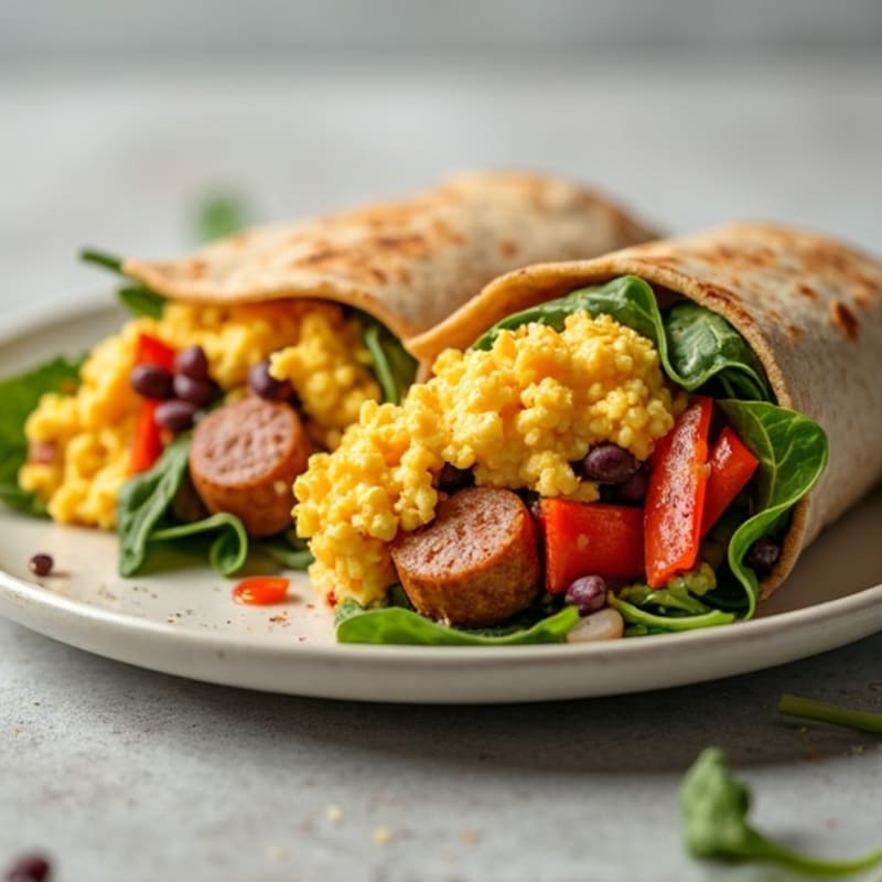 Protein-Packed Breakfast Burrito with Scrambled Eggs and Roasted Vegetables