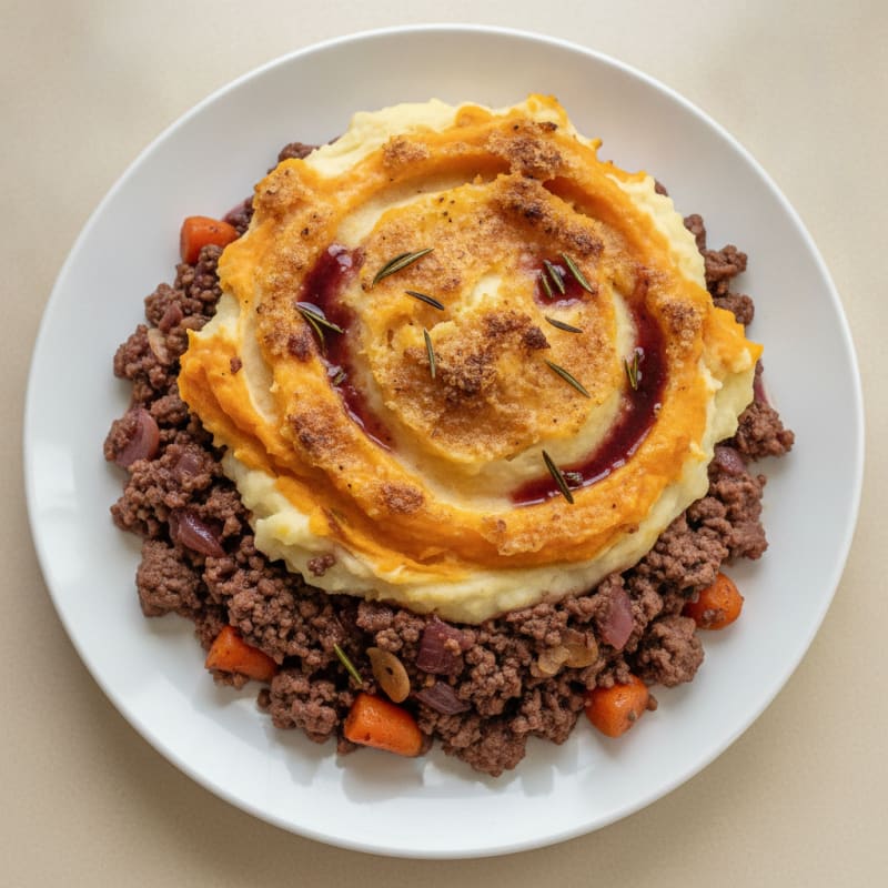 Rosemary Beef with Mashed Sweet Potatoes