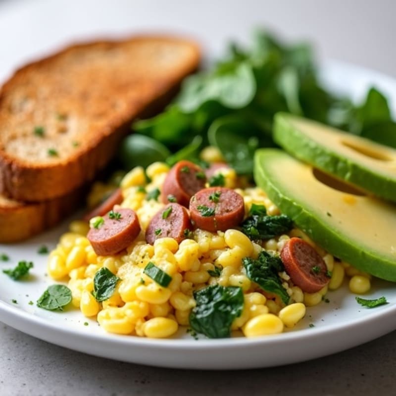 Egg White and Turkey Sausage Scramble with Spinach