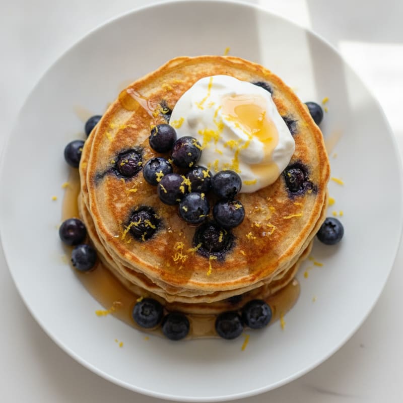Blueberry Ricotta Pancakes with Lemon Zest