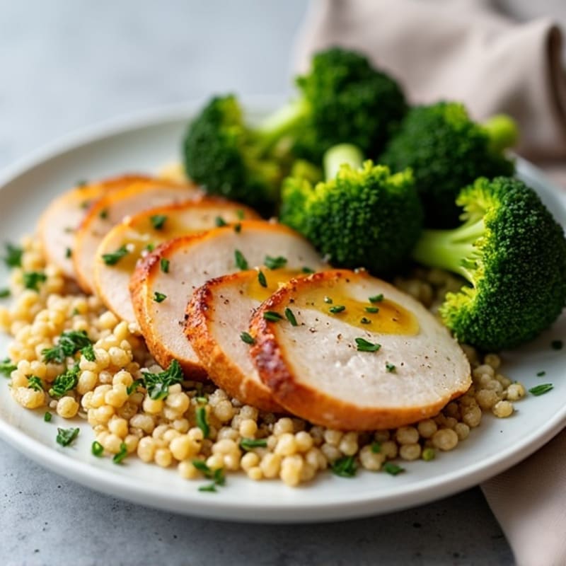 Seared Turkey Breast with Quinoa and Roasted Broccoli