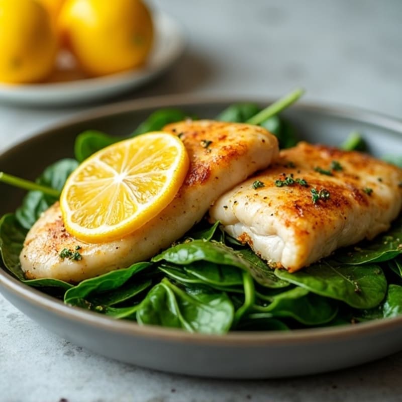 Lemon Garlic Pan-Seared Chicken with Fresh Spinach