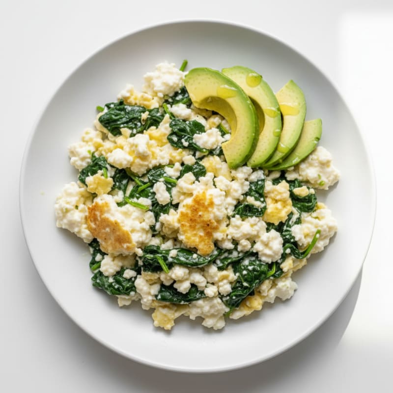 Egg White Scramble with Cottage Cheese and Spinach