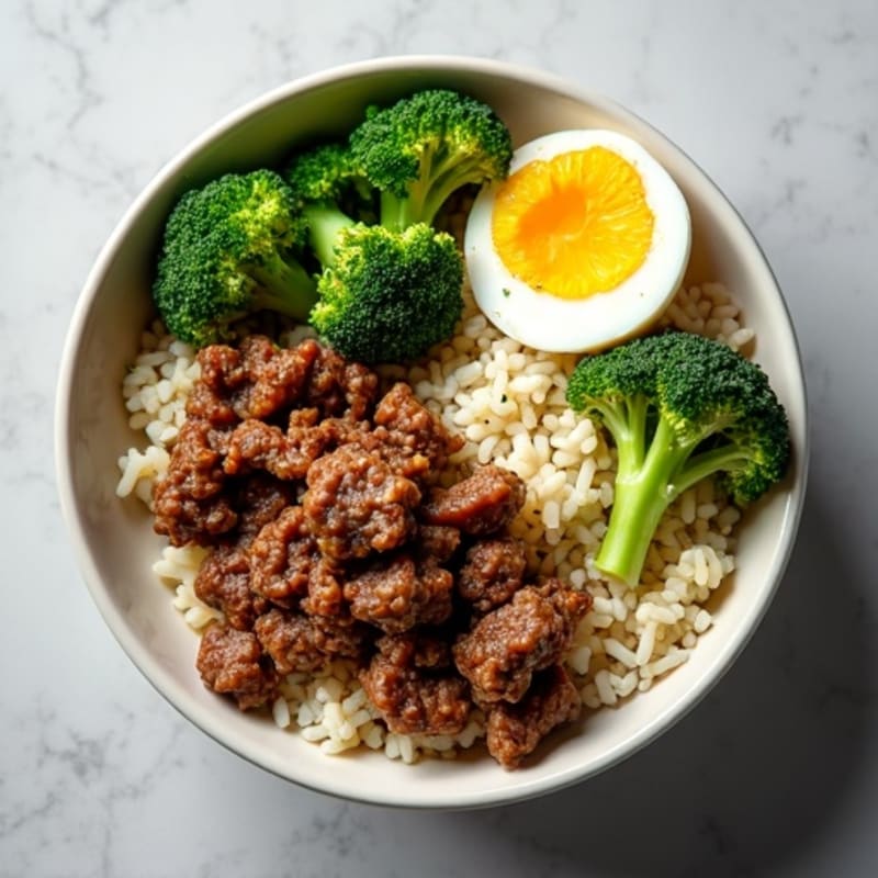 Lean Garlic-Ginger Beef and Crispy Broccoli Rice Bowl