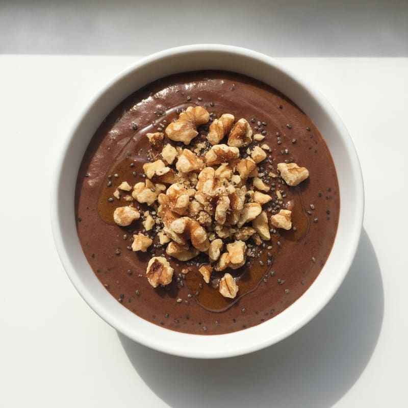 Chocolate Protein Mousse with Crushed Walnuts
