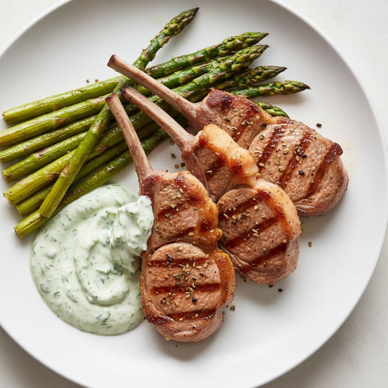Grilled Herb Lamb Chops with Mint Sauce
