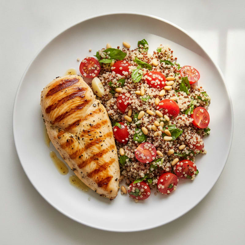 Grilled Chicken Breast with Tomato Basil Quinoa Salad