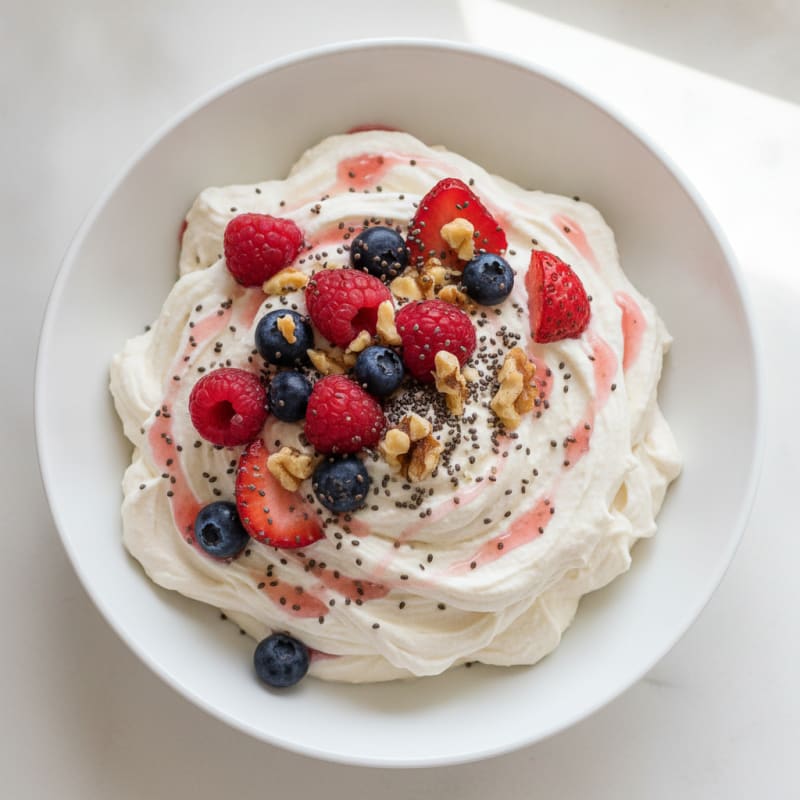 Greek Yogurt Protein Mousse with Mixed Berries