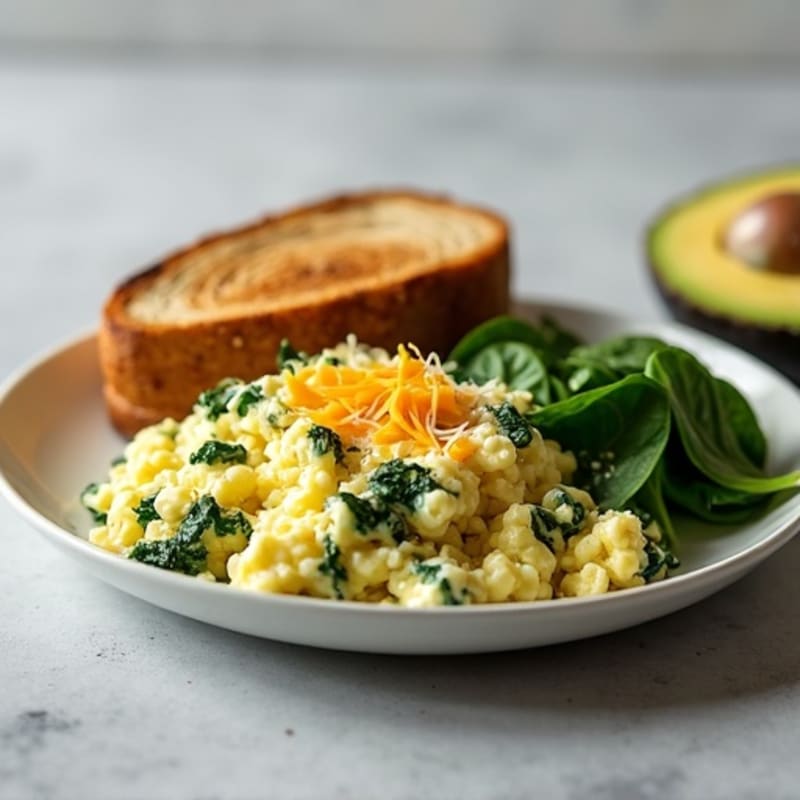 Egg White Spinach Scramble with Turkey Sausage
