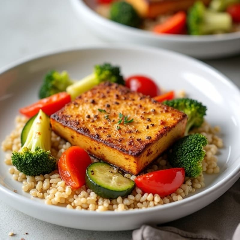 Crispy Baked Tofu with Roasted Vegetables