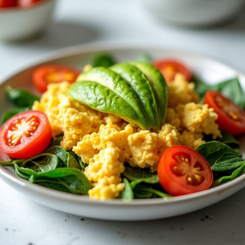 Chicken Egg White Scramble with Spinach and Tomatoes