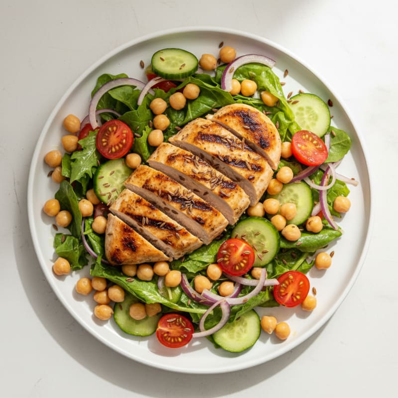 Grilled Chicken Breast with Crunchy Chickpea Salad