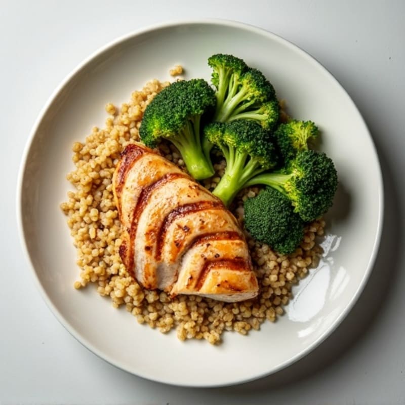Grilled Turkey Breast with Roasted Broccoli and Quinoa