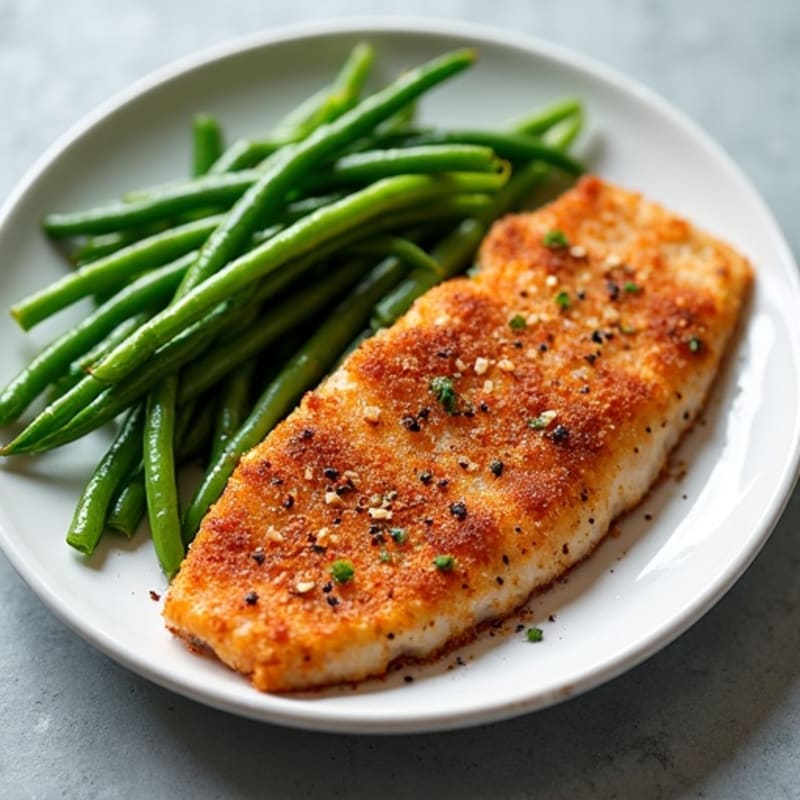 Crispy Cajun Blackened Catfish with Roasted Green Beans