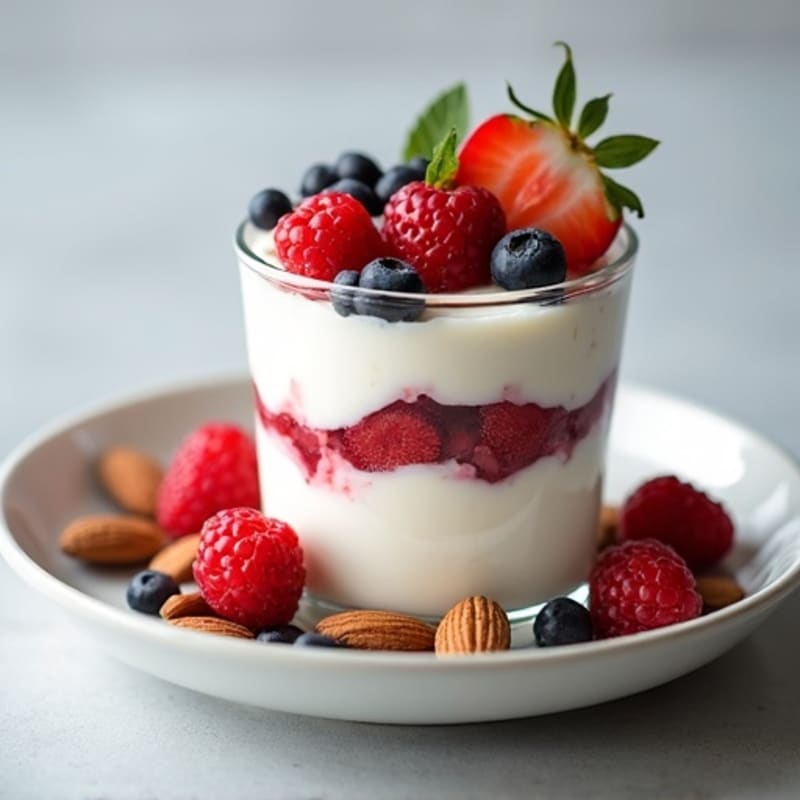 Greek Yogurt Protein Parfait with Mixed Berries and Almonds